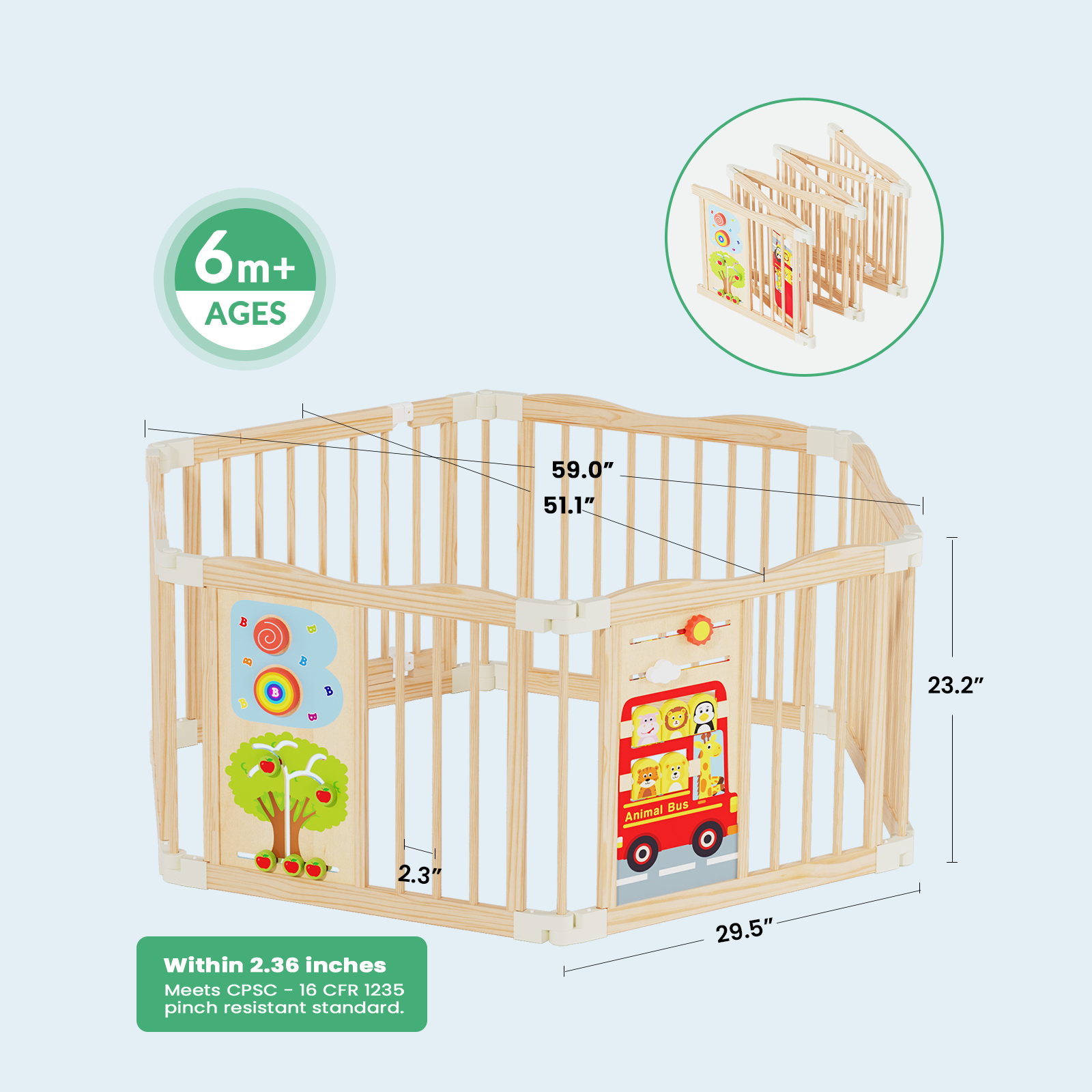 Cocoon - BlueWood® Baby Gate Playpen, Foldable, Busy Board Baby Playpen